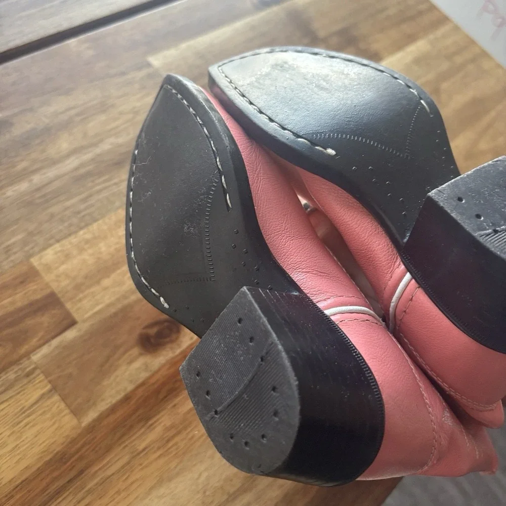 OLD WEST Pink Corona Leather Pull-On Cowboy Western Boots Toddler Girl Size 9.5D
